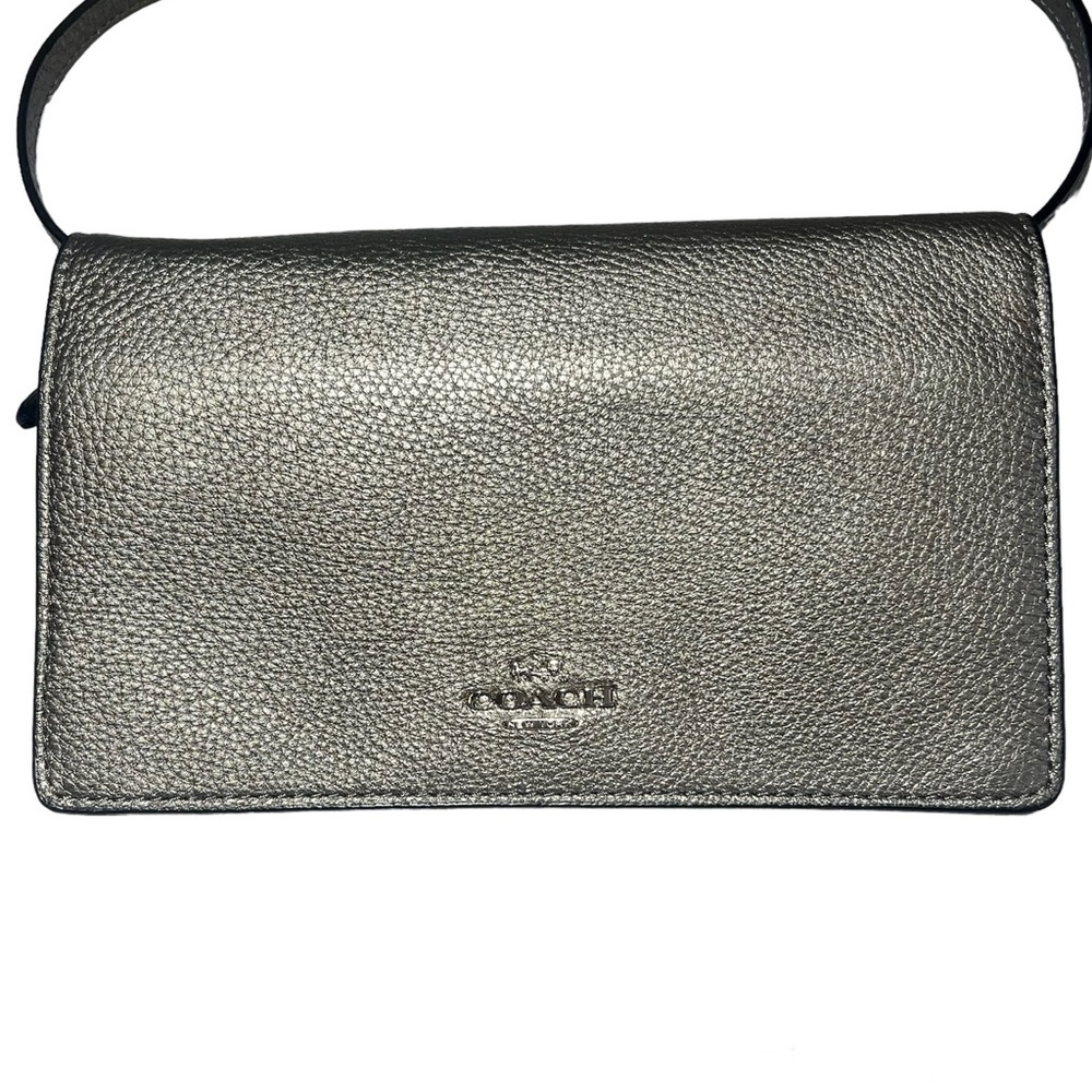 Authentic Coach Wallet Clutch Crossbody Bag (Silver Gray)